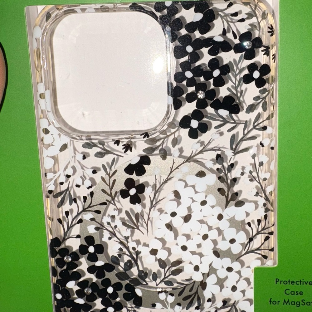 Kate Spade Black white Phones Case with floral Design iPhone 14 Pro Max - Picture 5 of 6